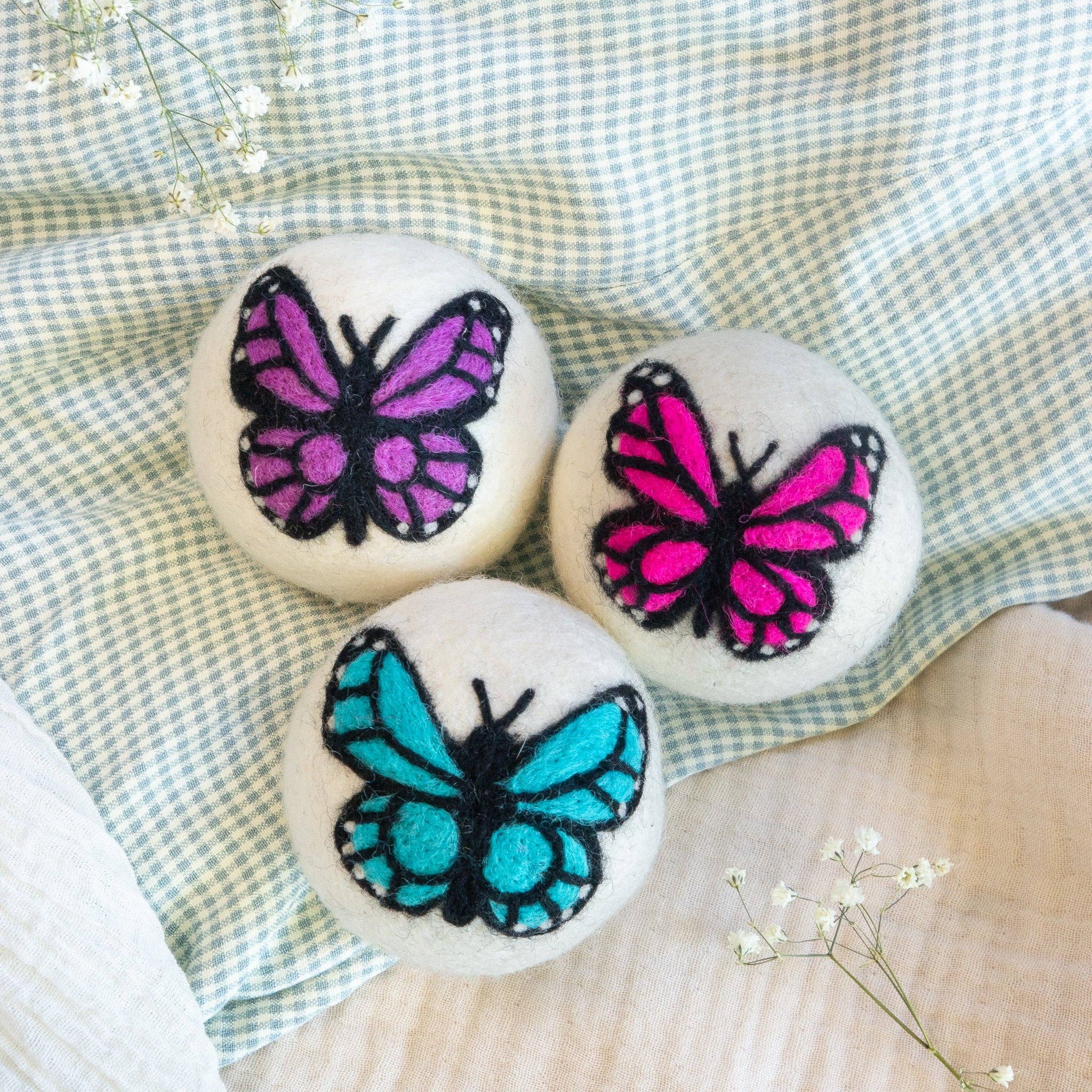 Dryer Balls: Rainbow Monarch Butterflies