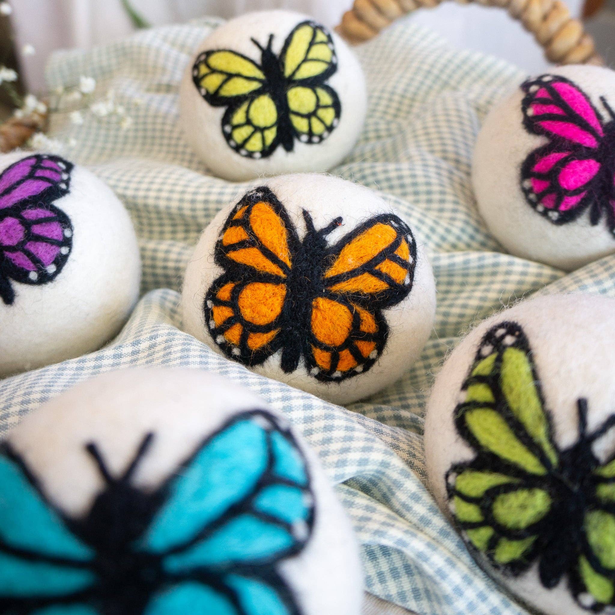 Dryer Balls: Rainbow Monarch Butterflies