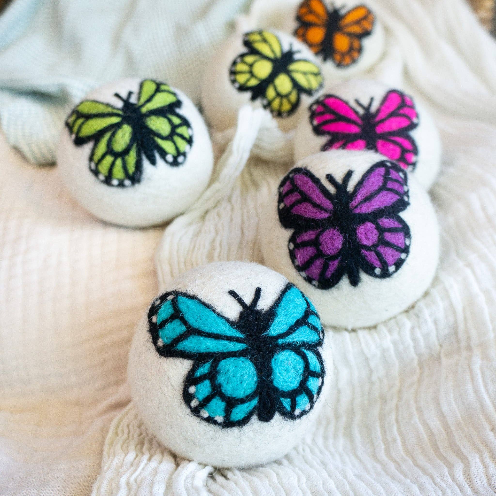 Dryer Balls: Rainbow Monarch Butterflies