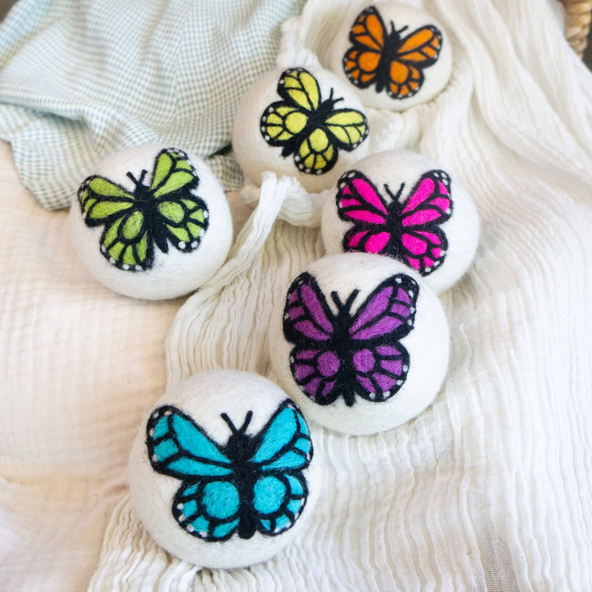 Dryer Balls: Rainbow Monarch Butterflies