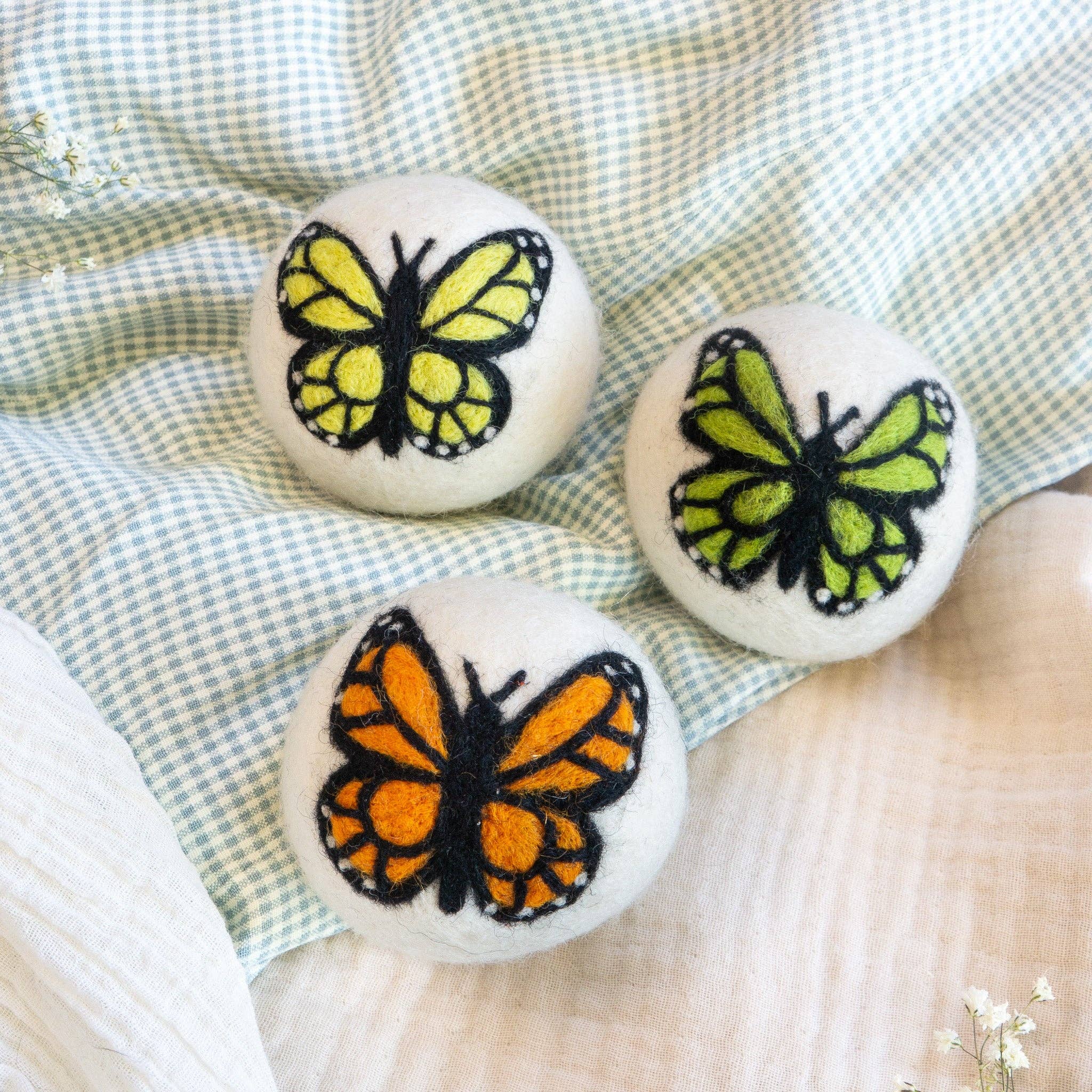 Dryer Balls: Rainbow Monarch Butterflies